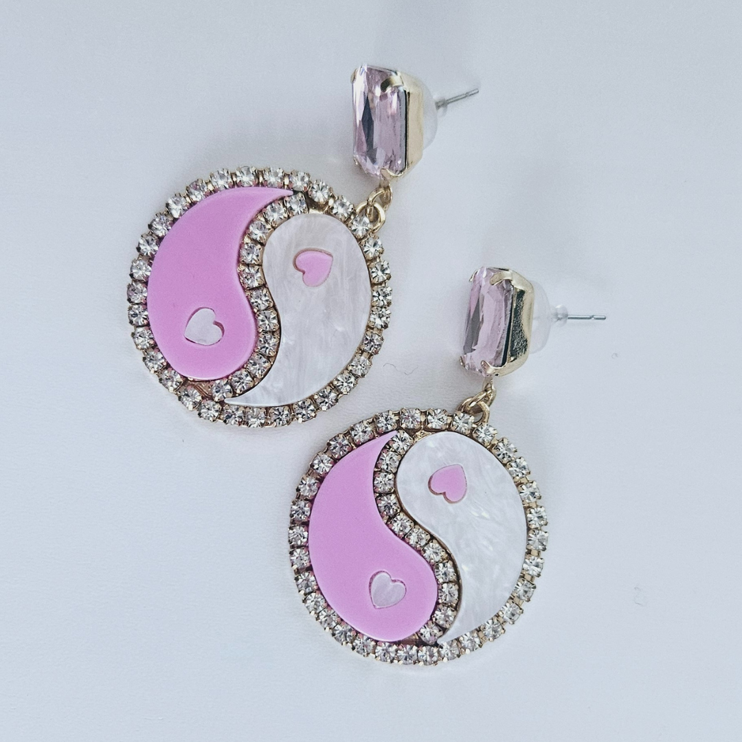 Yin to my yang statement oorbellen roze