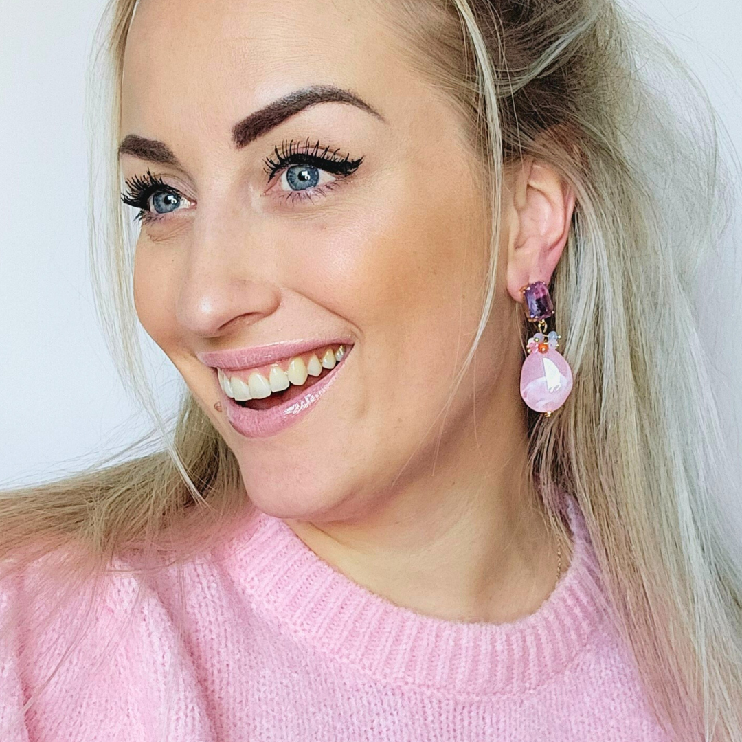 Gekleurde statement oorbellen roze