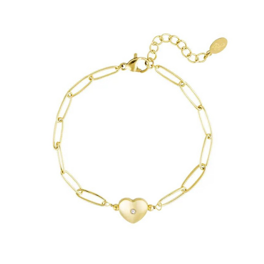 Schakelarmband met hartje goud