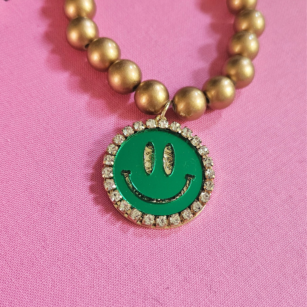 Smile armband groen brons
