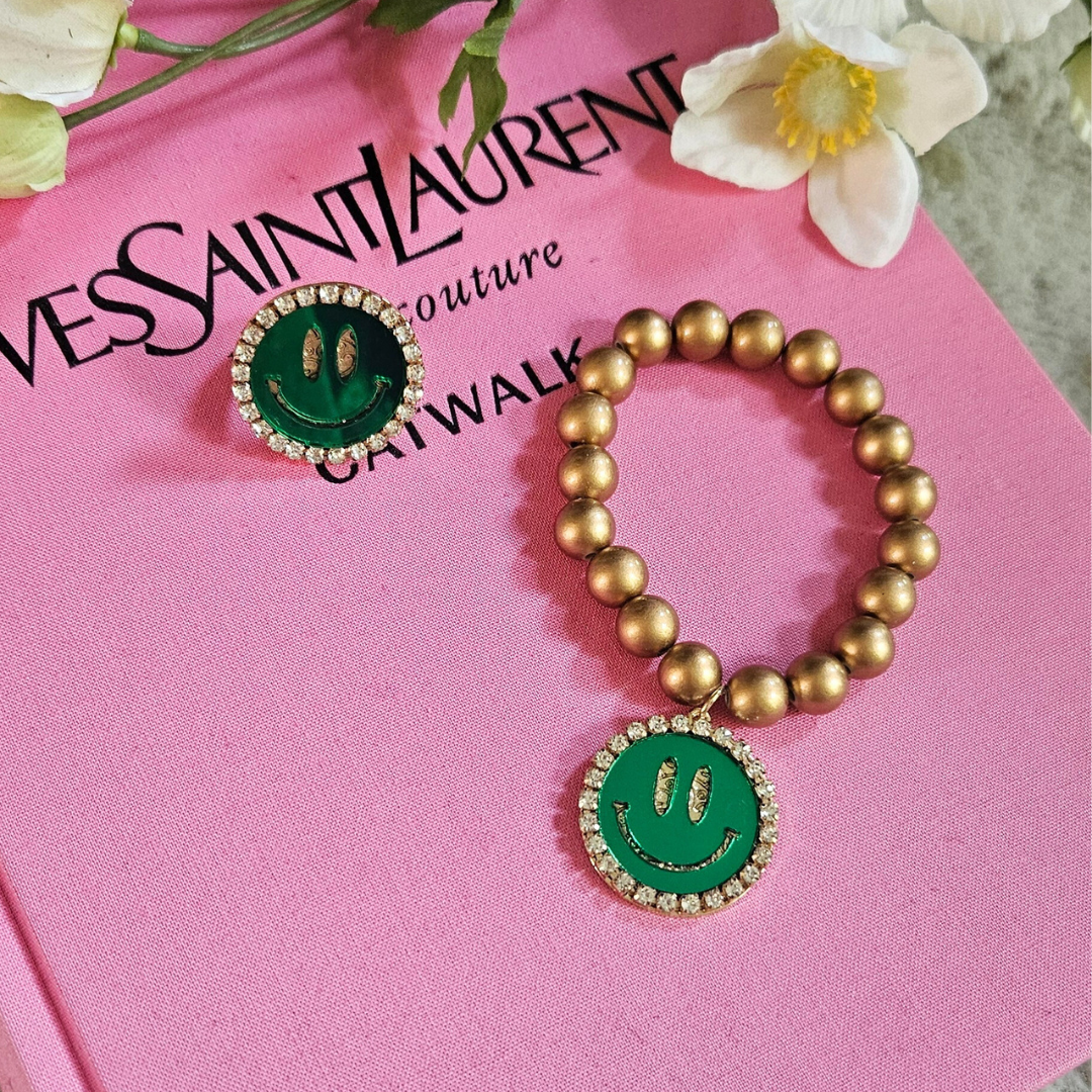 Smile armband groen brons