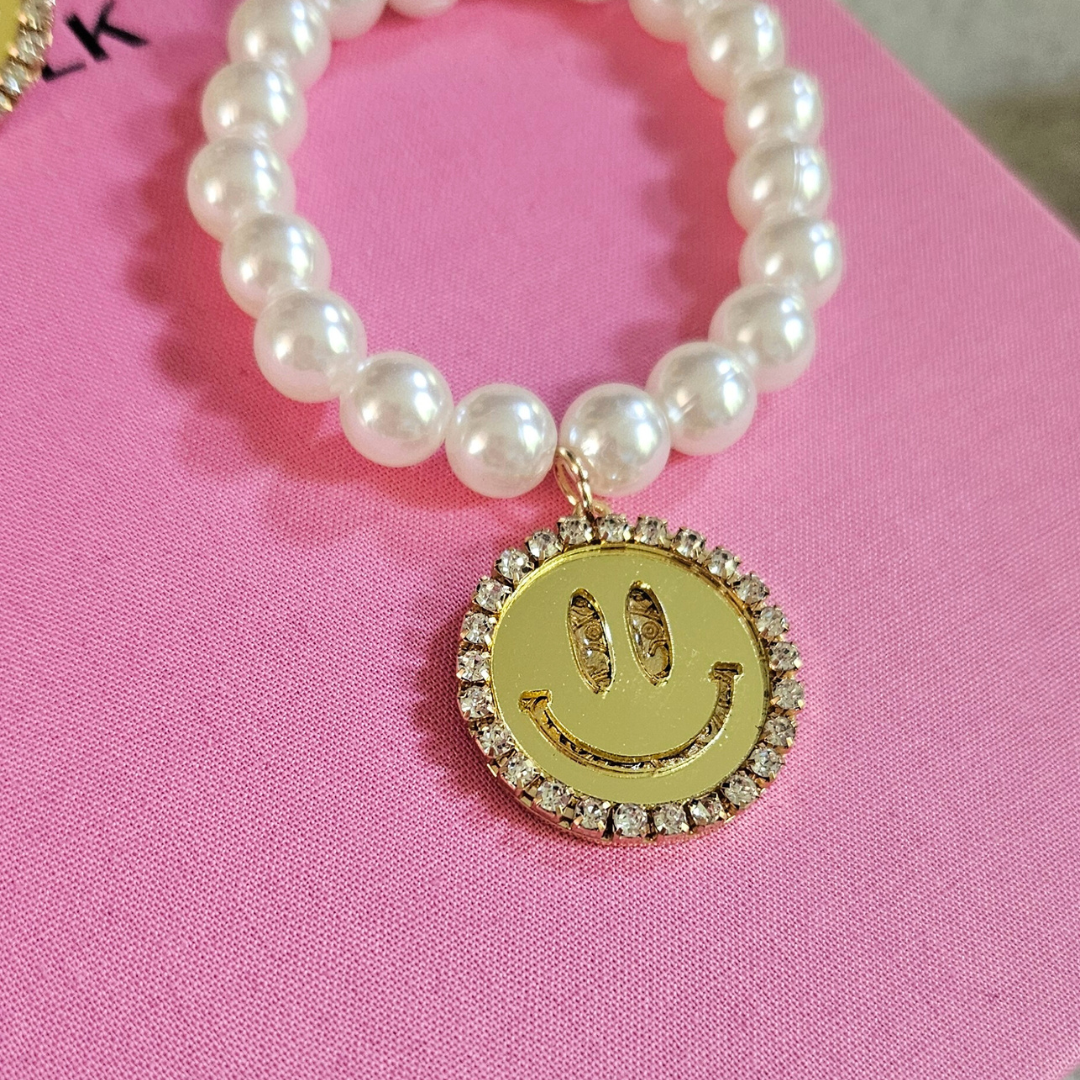 Smile armband goud parels