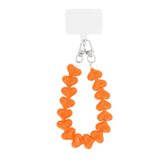Telefoonkoord hartjes oranje