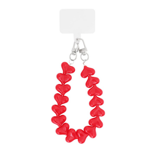 Telefoonkoord hartjes rood