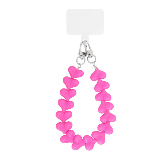 Telefoonkoord hartjes fuchsia