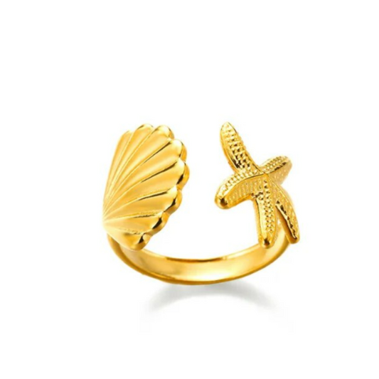 Ring zeester en schelp