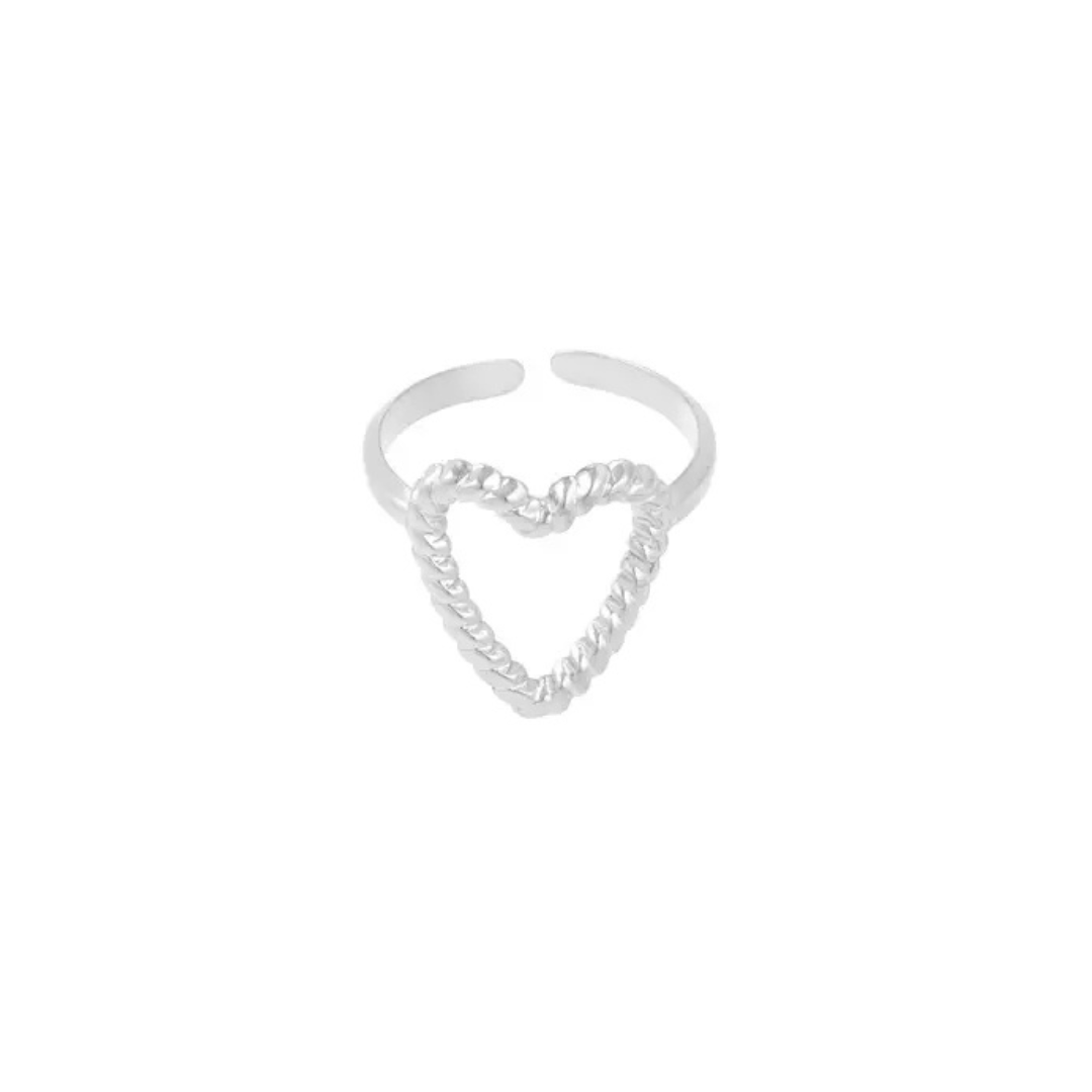 Zilveren Hartjes ring