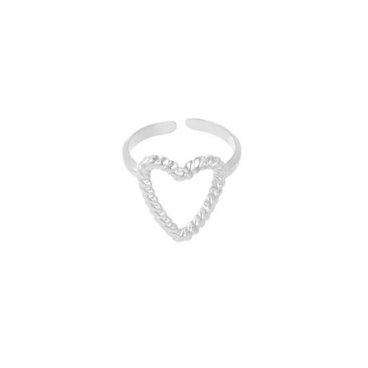 Zilveren Hartjes ring