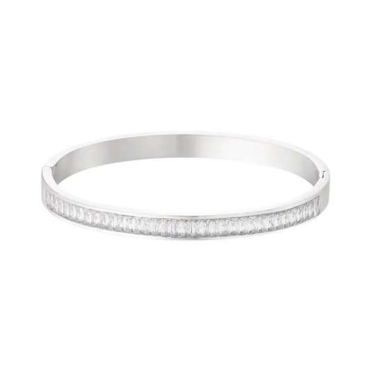 Zilveren slavenarmband steentjes