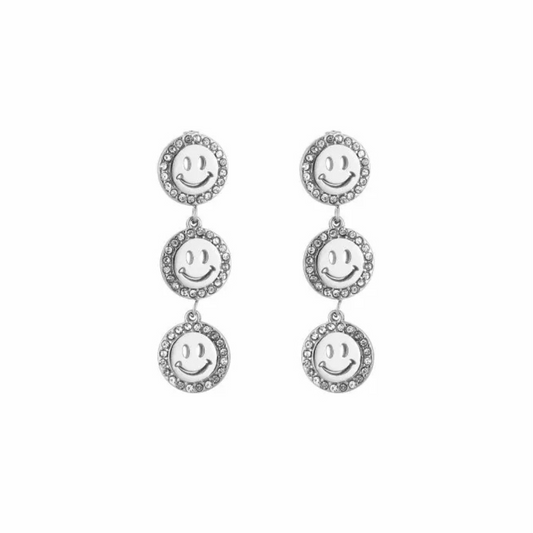 Smiley oorbellen met steentjes