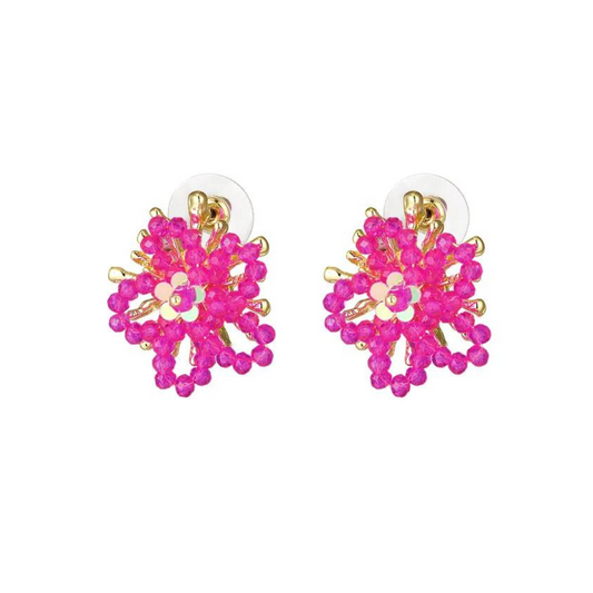 Fuchsia bloemen oorbellen