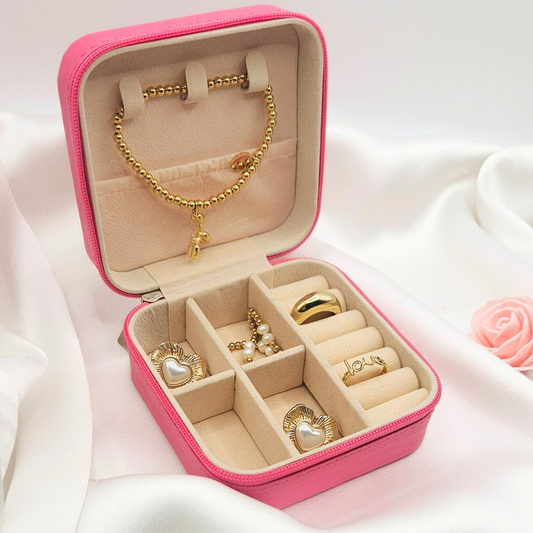 Sieraden doosje vierkant zuurstok roze