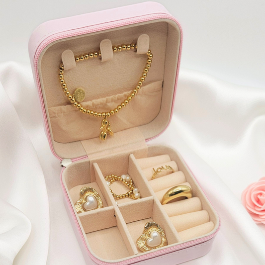 Sieraden doosje vierkant baby roze